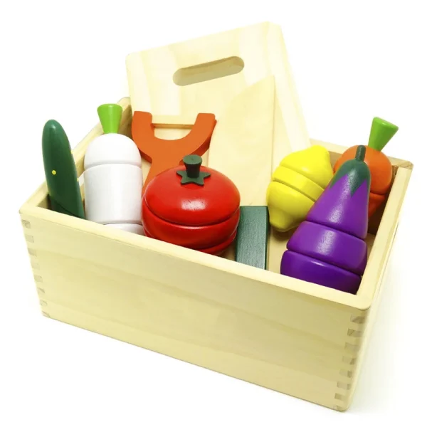 Wooden Vegetable Cutting Play Set with Cutting Board