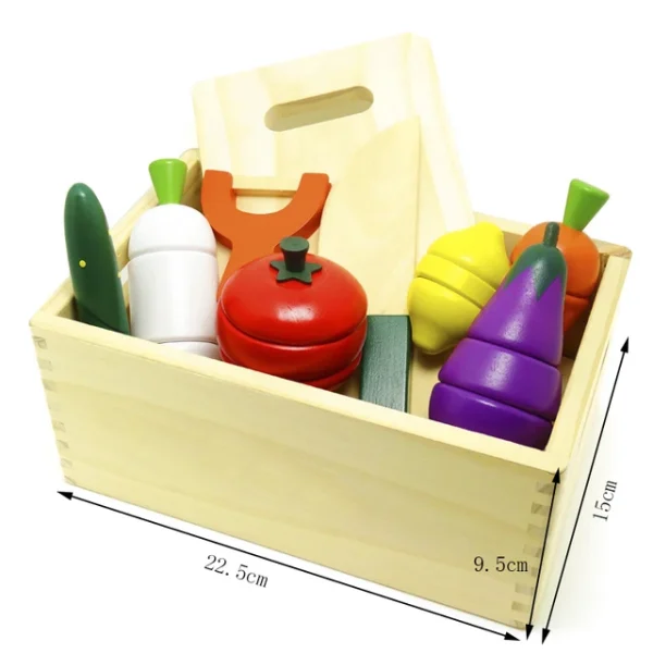 Wooden Vegetable Cutting Play Set with Cutting Board