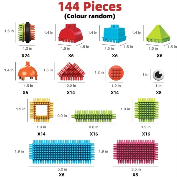 144 Piece Creative Bristle Blocks