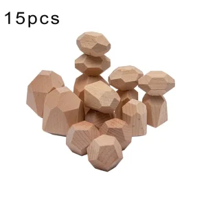 15 Piece Wooden Sorting Stacking Stones