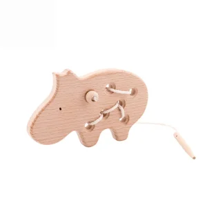 Wooden Hippo Threading Toy