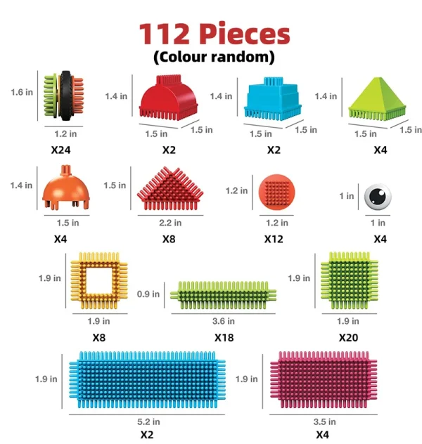 112 Piece Creative Bristle Blocks