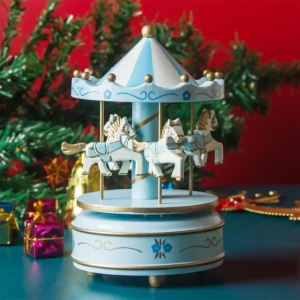 Blue Carousel Music Box