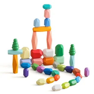 40 Piece Wooden Sorting Stacking Stones