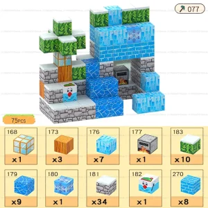 75 Piece Mine Theme Magnetic Building Blocks