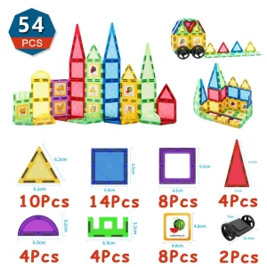 54 Piece Magnetic Building Blocks