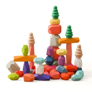 48 Piece Wooden Sorting Stacking Stones