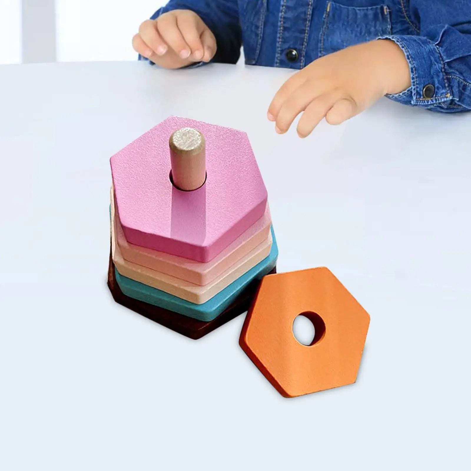 Wooden Rainbow Stacking Toy Stacker Toy Building Blocks Montessori Toys for 3-5 Years Old Kids Toddlers Children Boys Girls