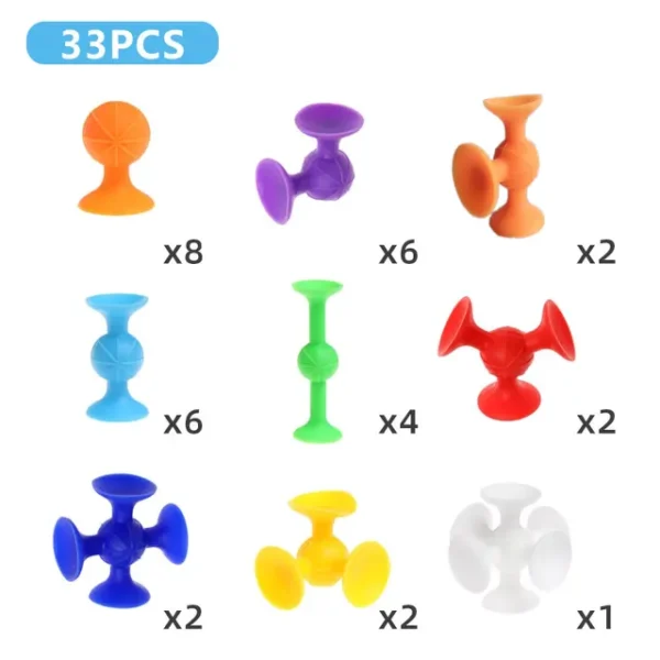 33 Piece Silicone Suction Building Blocks