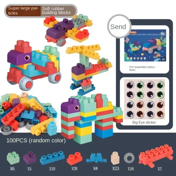 40 Piece Jumbo Soft Rubber Building Blocks