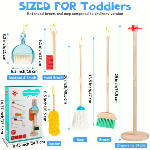 Wooden Kids Cleaning Set for Toddlers