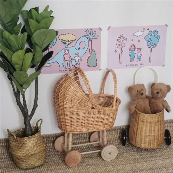 Rattan Doll Stroller